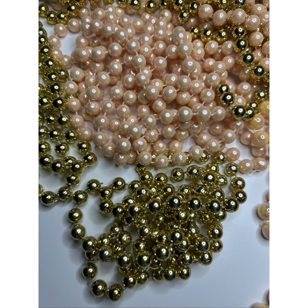 Vintage Bead Garland Pink & Gold & Iridescent Strands Various Lengths - Picture 5 of 8